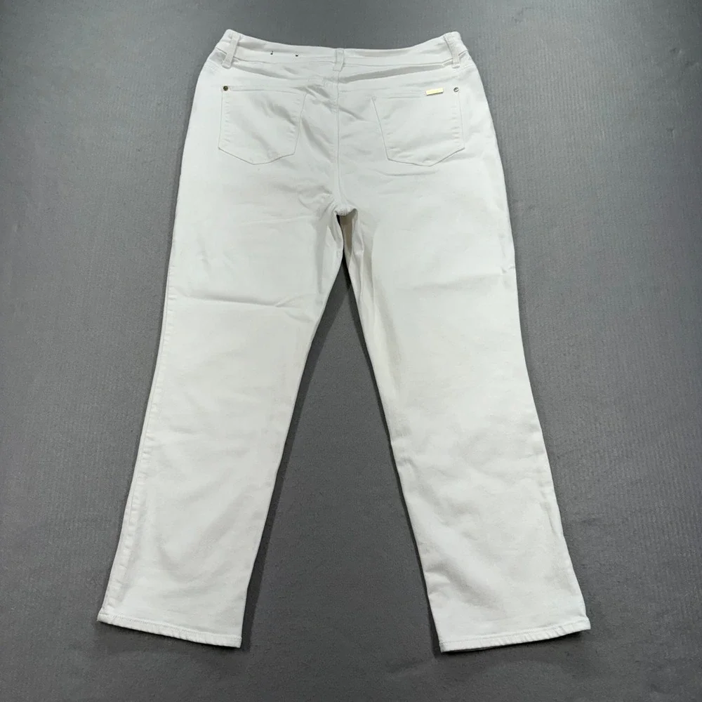 Chico's So Slimming Girlfriend Crop Jeans Womens 2 White Stretch Denim Pants
